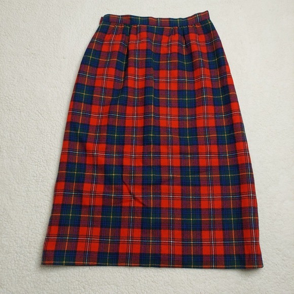 Vintage Pendleton Plaid Wool Skirt Sz 8 26 W Authentic Boyd Tartan Red Made USA - Picture 6 of 10